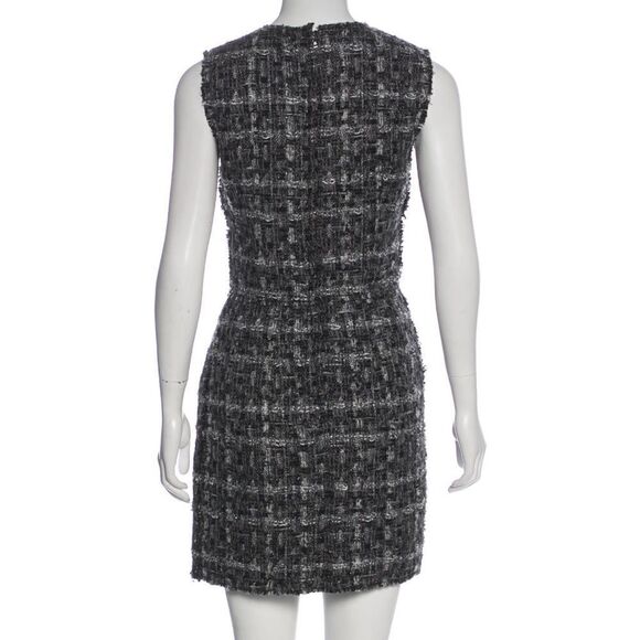 Dolce & Gabbana tweed sleeveless dress, dual patch pockets, frayed trim - Picture 3 of 3